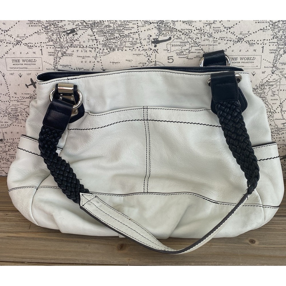 Clarks White Boho Purse Medium Braided Accents Preppy Stylish